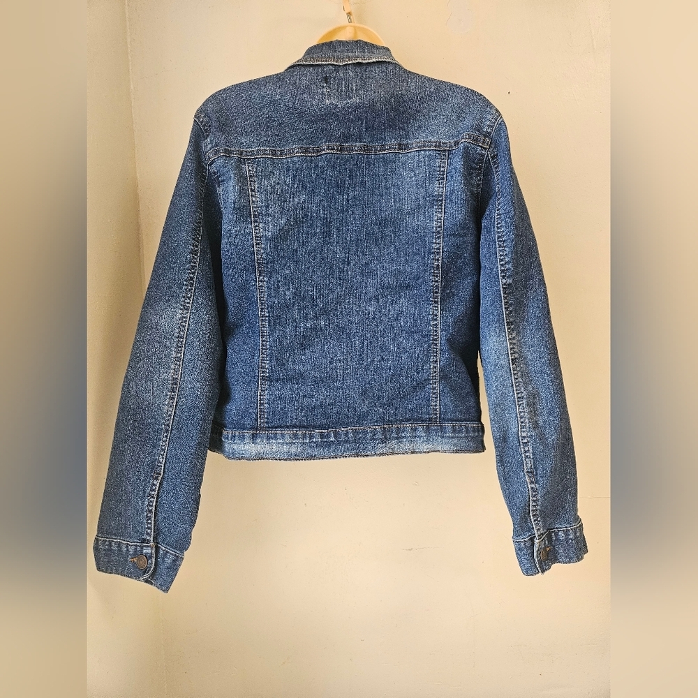 Curve Appeal- Women's L Jacket  Classic Blue Denim Jacket 81%Cotton Stretch - Picture 3 of 8